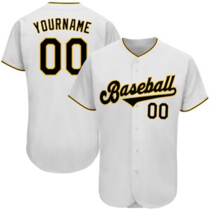 White Black-Gold Authentic Baseball Jersey, Custom Baseball…