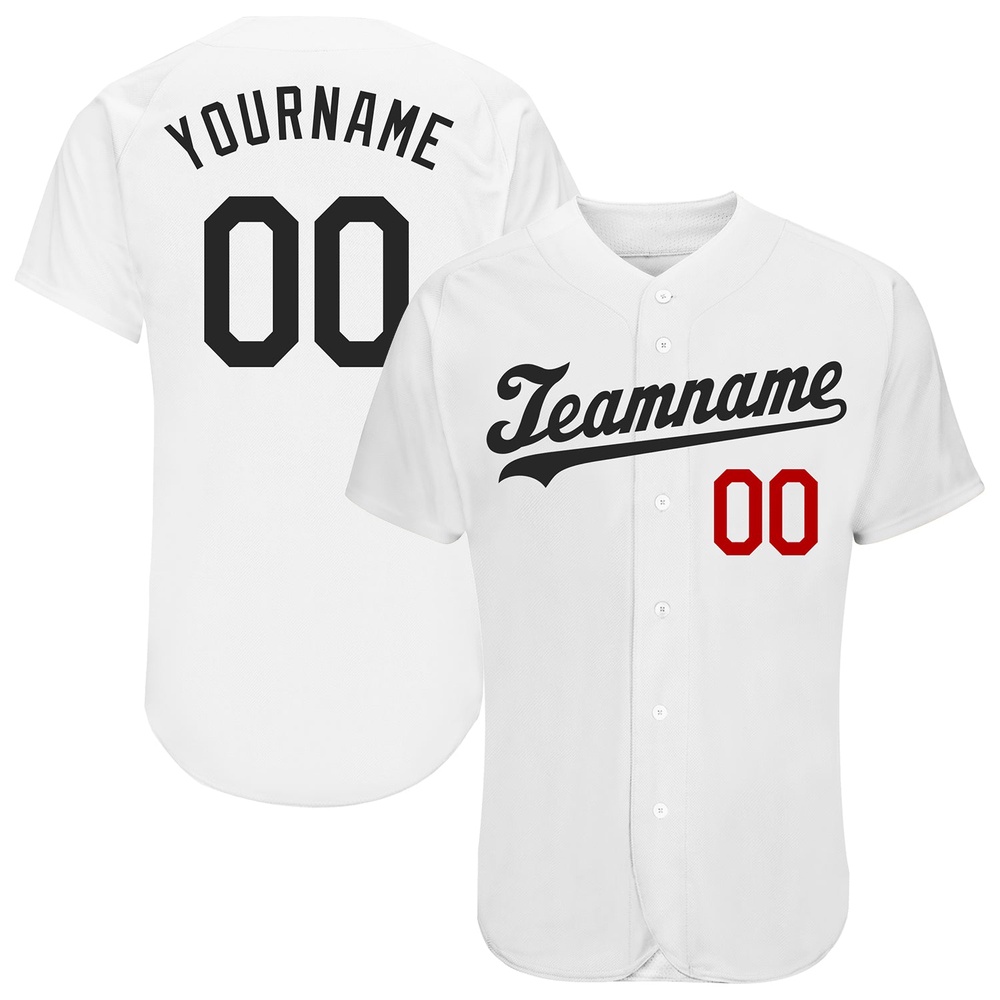 White Black-Red Authentic Baseball Jersey, Custom Baseball Jersey, Personalized Sport Jersey White Black-Red Authentic Baseball Jersey, Custom Baseball Jersey, Personalized Sport Jersey