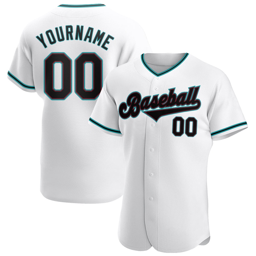 White Black-Teal Authentic Baseball Jersey, Custom Baseball Jersey, Personalized Sport Jersey White Black-Teal Authentic Baseball Jersey, Custom Baseball Jersey, Personalized Sport Jersey