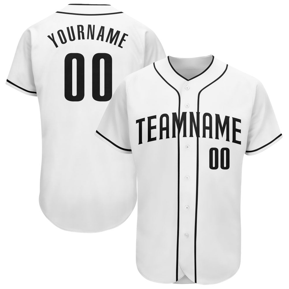 White Black Authentic Baseball Jersey, Custom Baseball Jersey, Personalized Sport Jersey White Black Authentic Baseball Jersey, Custom Baseball Jersey, Personalized Sport Jersey