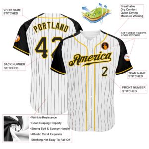 White Black Pinstripe Black Gold Authentic Raglan Sleeves Baseball Jersey Custom Baseball Jersey Personalized Sport Jersey 2 eyibio.jpg