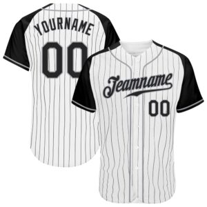 White Black Pinstripe Black-Gray Authentic Raglan Sleeves…
