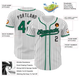 White Black Pinstripe Kelly Green Authentic Baseball Jersey Custom Baseball Jersey Personalized Sport Jersey 2 pouws8.jpg