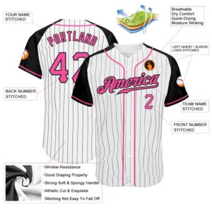 White Black Pinstripe Pink Black Authentic Raglan Sleeves Baseball Jersey Custom Baseball Jersey Personalized Sport Jersey 2 jlaxsd.jpg