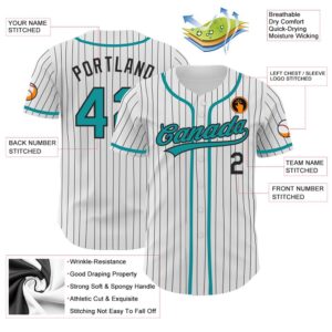 White Black Pinstripe Teal Authentic Baseball Jersey Custom Baseball Jersey Personalized Sport Jersey 2 htvkrp.jpg