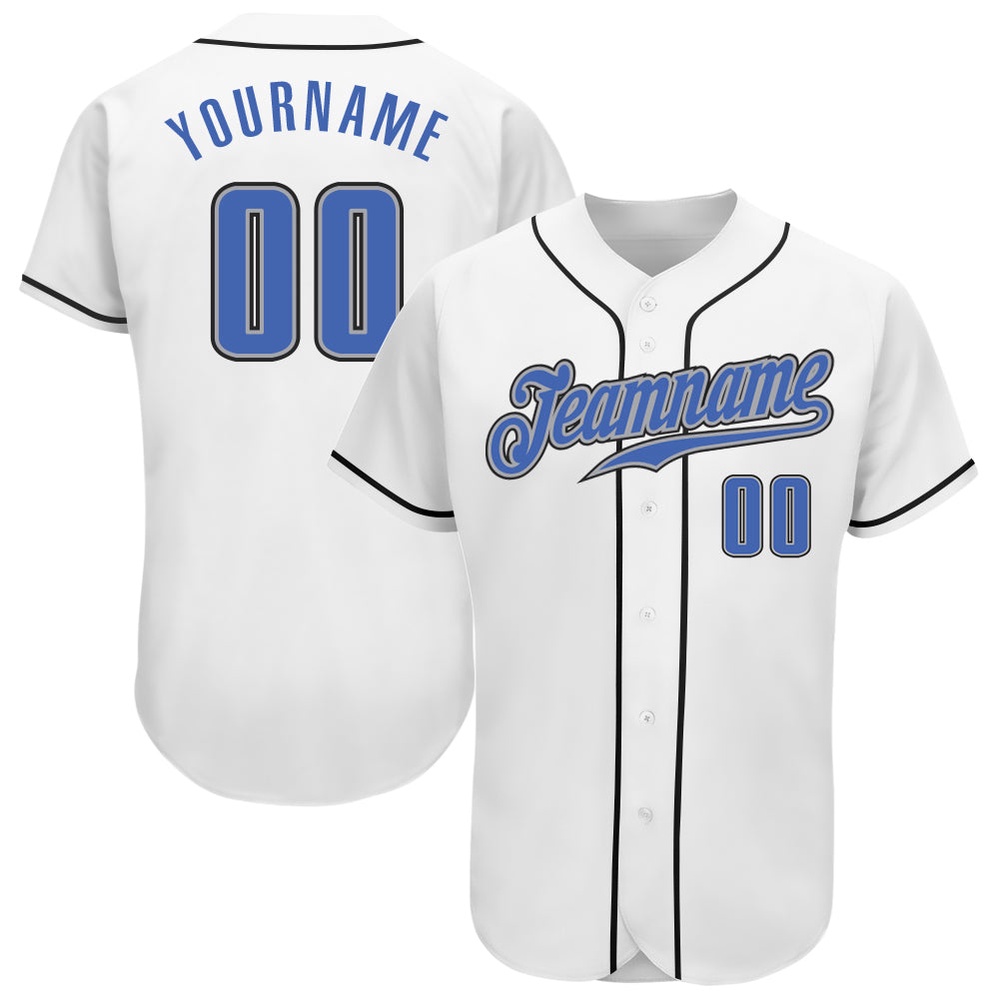 White Blue-Gray Authentic Baseball Jersey, Custom Baseball Jersey, Personalized Sport Jersey White Blue-Gray Authentic Baseball Jersey, Custom Baseball Jersey, Personalized Sport Jersey