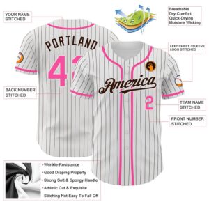 White Brown Pinstripe Pink Authentic Baseball Jersey Custom Baseball Jersey Personalized Sport Jersey 2 zxlrgb.jpg