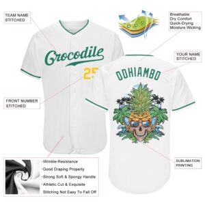 White Kelly Green Gold Authentic Skull Pineapple Head Baseball Jersey Custom Baseball Jersey Personalized Sport Jersey 2 trdo5c.jpg