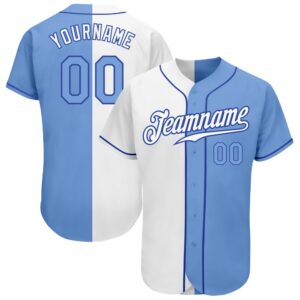 White Light Blue-Royal Authentic Split Fashion Baseball…