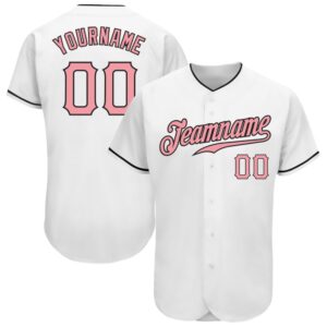White Medium Pink-Black Authentic Baseball Jersey, Custom…