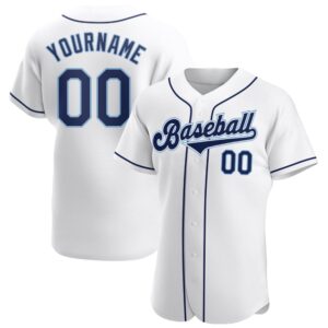 White Navy-Powder Blue Authentic Baseball Jersey, Custom…