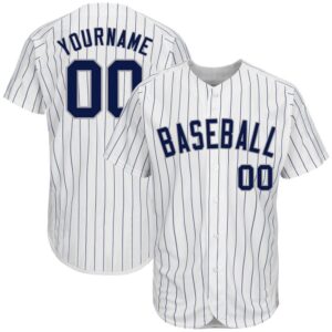 White Navy Pinstripe Navy-Gray Authentic Baseball Jersey,…