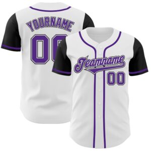 White Purple-Black Authentic Two Tone Baseball Jersey,…