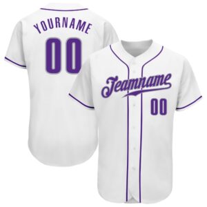 White Purple-Gray Authentic Baseball Jersey, Custom Baseball…