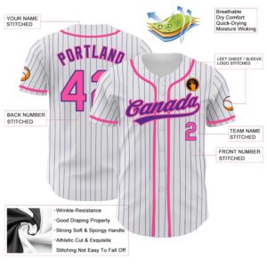 White Purple Pinstripe Pink Authentic Baseball Jersey Custom Baseball Jersey Personalized Sport Jersey 2 r36b5g.jpg