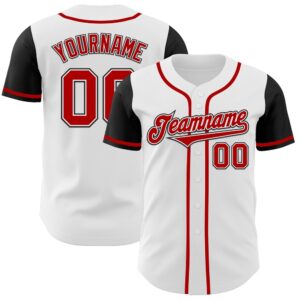 White Red-Black Authentic Two Tone Baseball Jersey,…