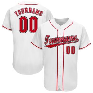 White Red-Black Baseball Jersey, Custom Baseball Jersey,…