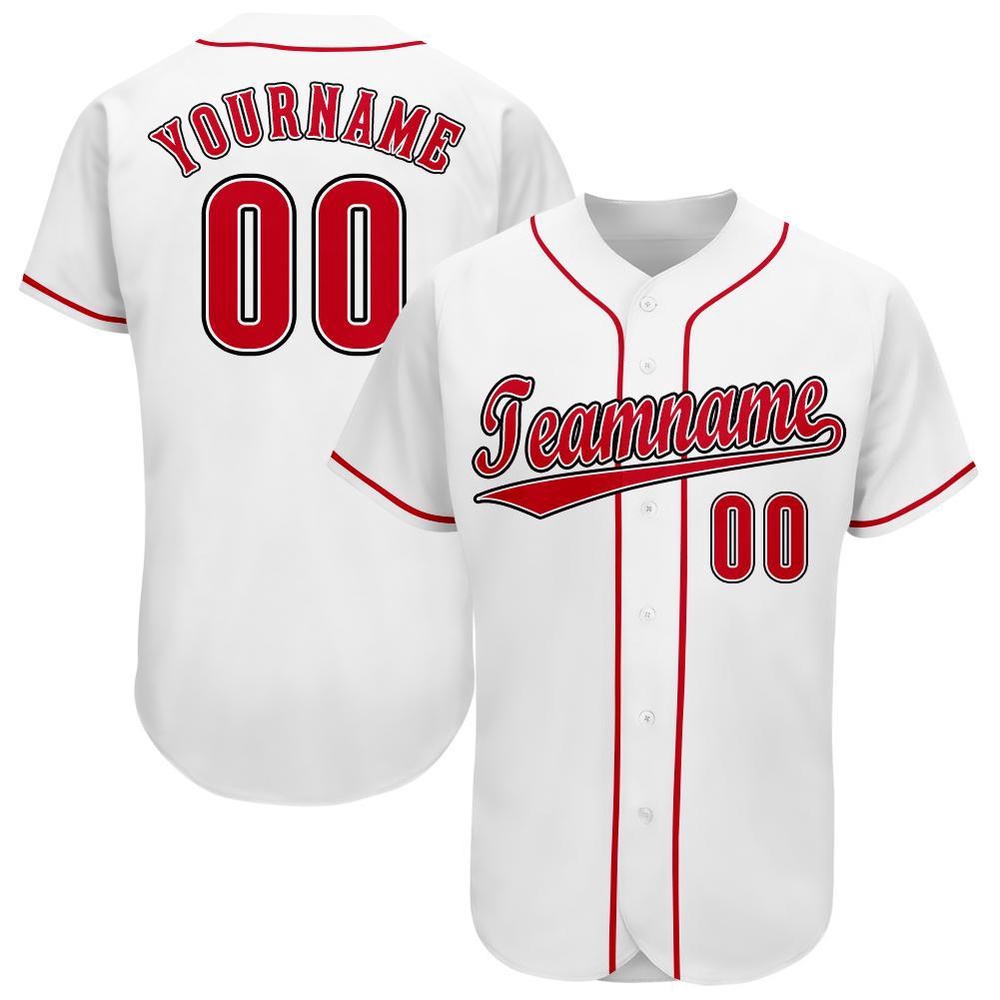 White Red-Black Baseball Jersey, Custom Baseball Jersey, Personalized Sport Jersey