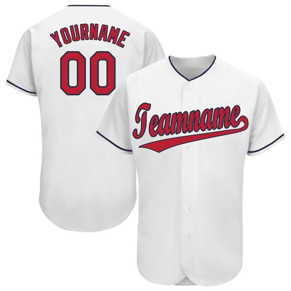 White Red-Navy Baseball Jersey, Custom Baseball Jersey, Personalized Sport Jersey