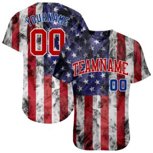 White Red-Royal 3D American Flag Fashion Authentic…