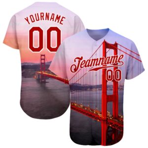 White Red-White 3D Pattern Design Golden Gate…