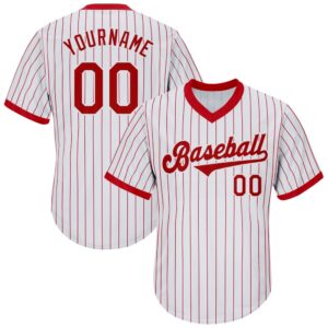 White Red Pinstripe Red-White Authentic Throwback Rib-Knit…