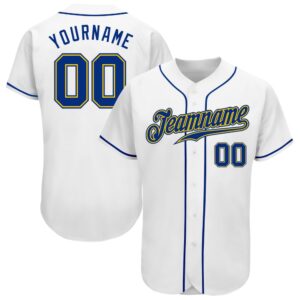 White Royal-Gold Authentic Baseball Jersey, Custom Baseball…