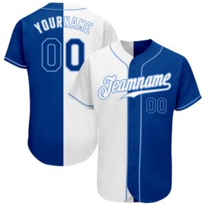 White Royal-Light Blue Authentic Split Fashion Baseball…