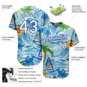 White Royal 3D Pattern Design Beach Hawaii Palm Trees And Flowers Authentic Baseball Jersey Custom Baseball Jersey 2 klzfkm.jpg