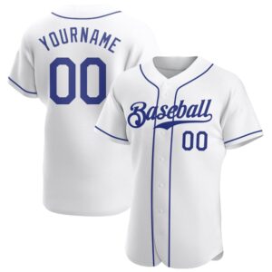 White Royal Authentic Baseball Jersey, Custom Baseball…
