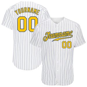White Royal Pinstripe Gold-Royal Authentic Baseball Jersey,…