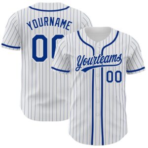 White Royal Pinstripe Royal Authentic Baseball Jersey,…
