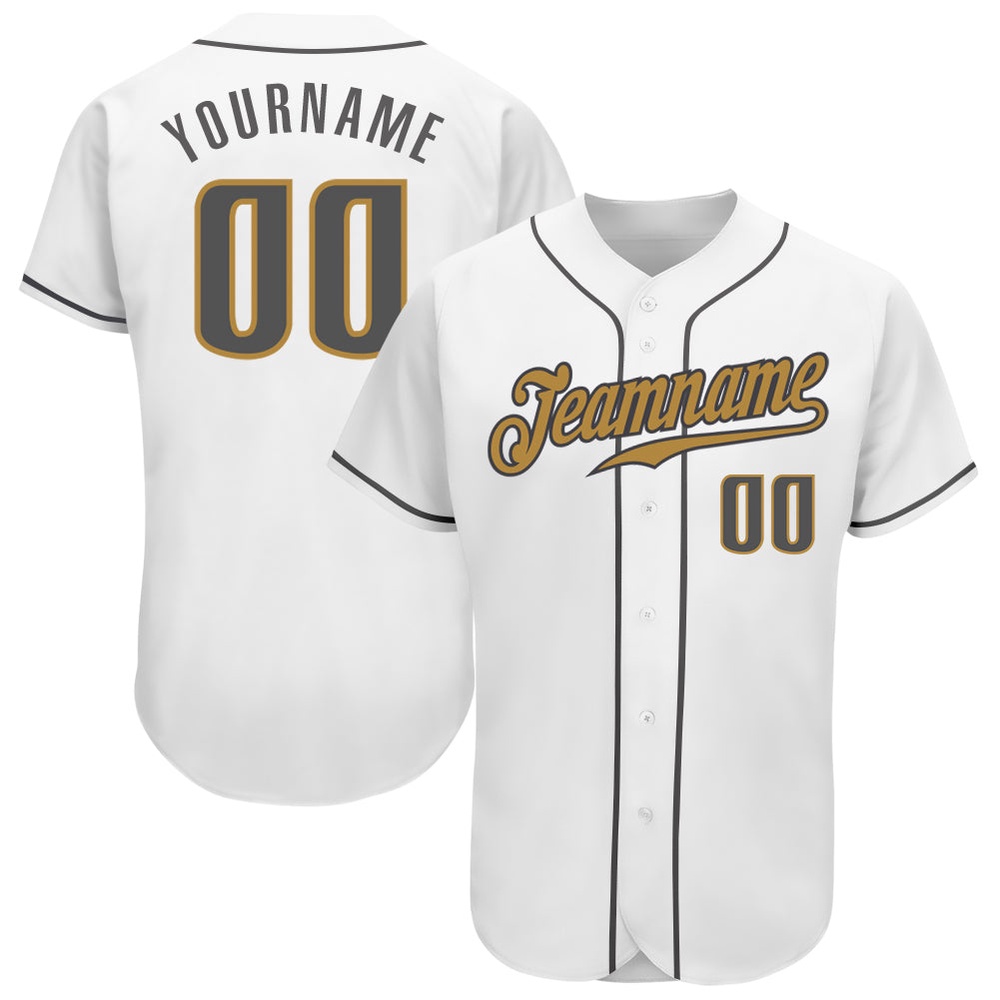 White Steel Gray-Old Gold Authentic Baseball Jersey, Custom Baseball Jersey, Personalized Sport Jersey