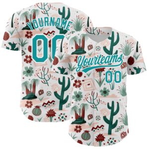 White Teal 3D Pattern Design Cactus Festival…