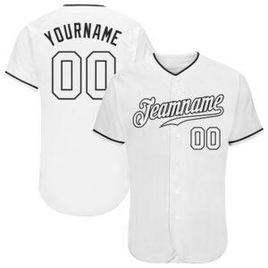 White White-Black Authentic Baseball Jersey, Custom Baseball…