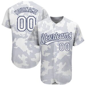 White White-Navy 3D Pattern Design Authentic Baseball…
