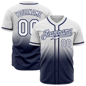 White White-Navy Authentic Fade Fashion Baseball Jersey,…
