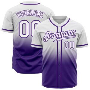 White White-Purple Authentic Fade Fashion Baseball Jersey,…