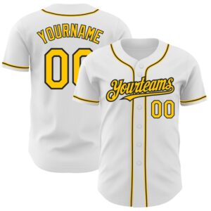 White Yellow-Black Authentic Baseball Jersey, Custom Baseball…