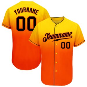 Yellow Black-Orange Authentic Fade Fashion Baseball Jersey,…