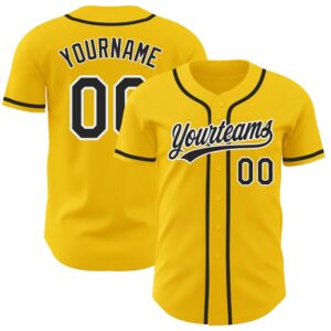Yellow Black-White Authentic Baseball Jersey, Custom Baseball…