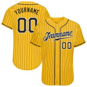 Yellow Black Pinstripe Black-White Authentic Baseball Jersey,…