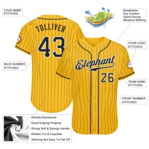Yellow Black Pinstripe Black White Authentic Baseball Jersey Custom Baseball Jersey Personalized Sport Jersey 2 ftnsn1.jpg