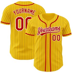 Yellow Black Pinstripe Red-White Authentic Baseball Jersey,…