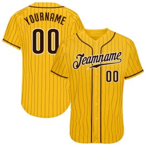 Yellow Brown Pinstripe Brown-White Authentic Baseball Jersey,…