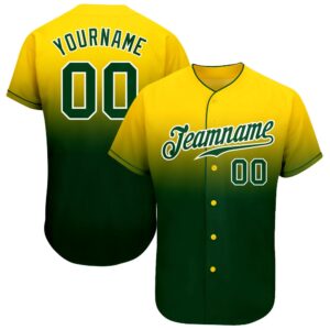 Yellow Green-White Authentic Fade Fashion Baseball Jersey,…