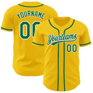 Yellow Kelly Green-White Authentic Baseball Jersey, Custom…
