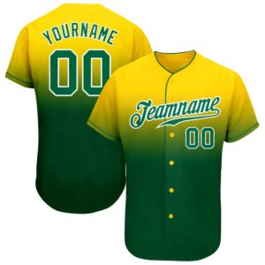 Yellow Kelly Green-White Authentic Fade Fashion Baseball…