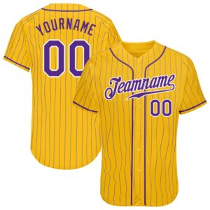 Yellow Purple Pinstripe Purple-White Authentic Baseball Jersey,…