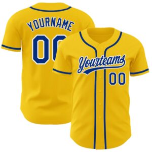 Yellow Royal-White Authentic Baseball Jersey, Custom Baseball…
